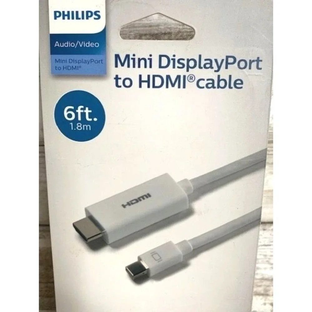Philips Mini DisplayPort To HDMI Cable 6 Ft / 1.8m For Full HD 1080p & 4K‎ Ultra